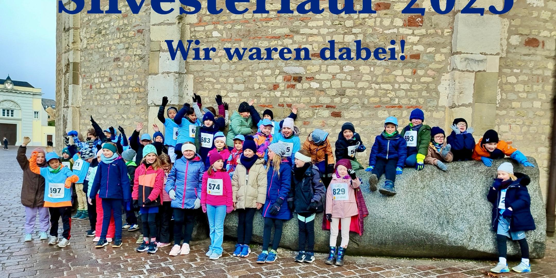 Silvesterlauf 2025: teilnehmende Kinder der GS am Dom am Trierer Domstein